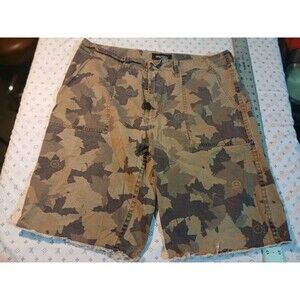 Vintage LRG Camo Jean Cargo Shorts Cut Off Distressed Y2K Size 36